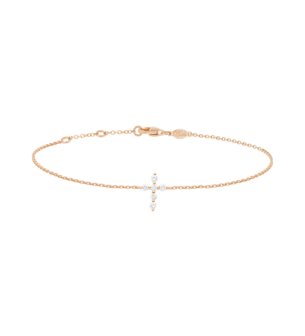 Djula Diamond Cross Chain Bracelet in 18K Rose Gold
